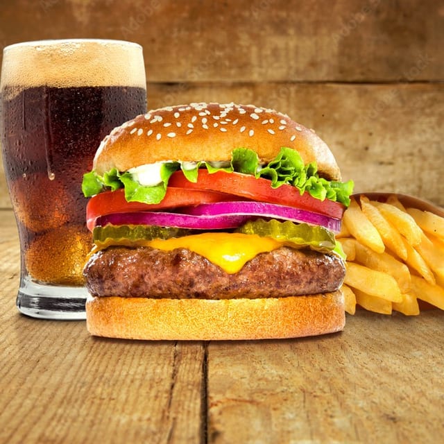 Cheeseburger, Fries & Soda.