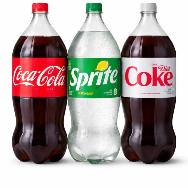 Assorted 2L Soda Bottles.
